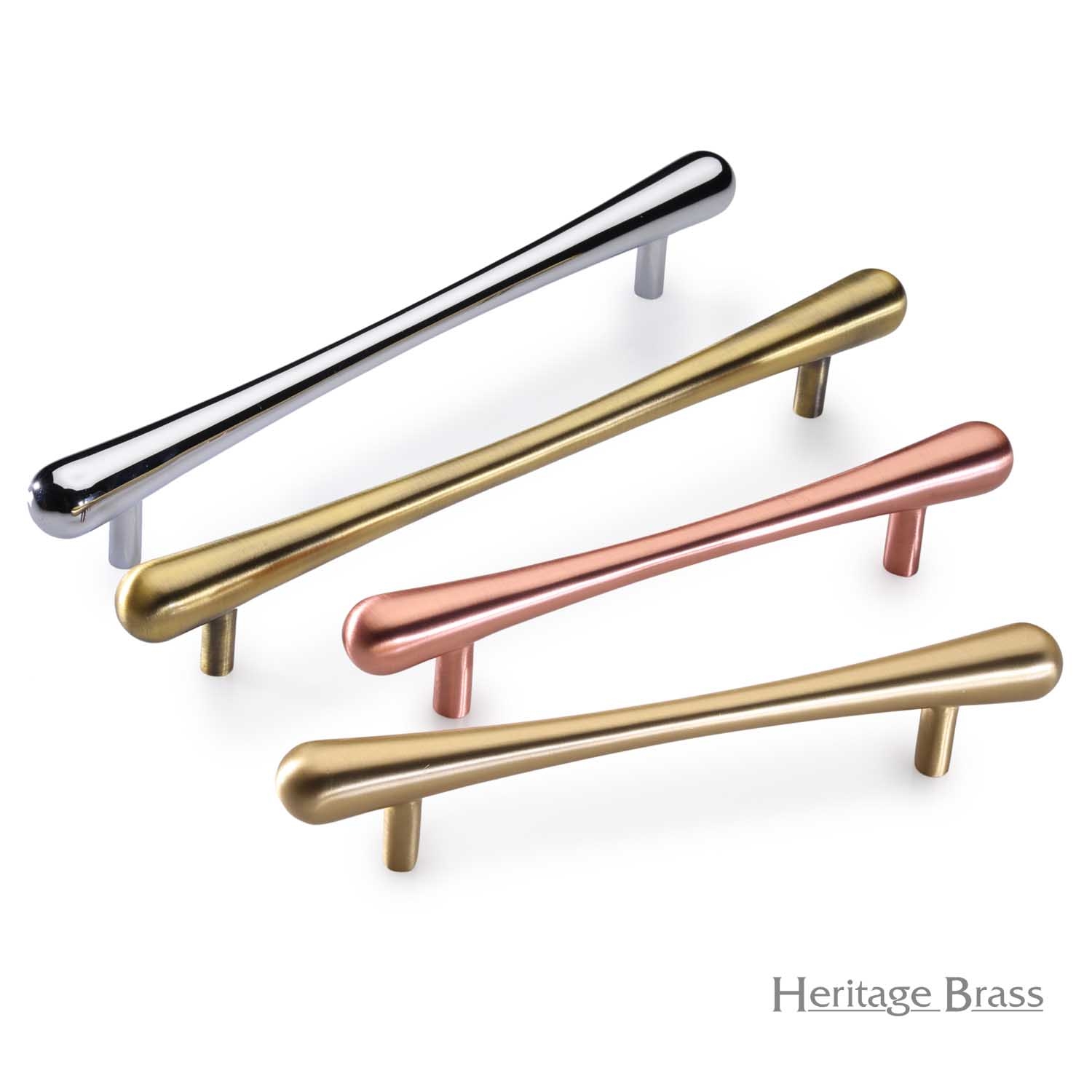 Heritage Brass Pull TBar Raindrop Design 128mm CTC Polished