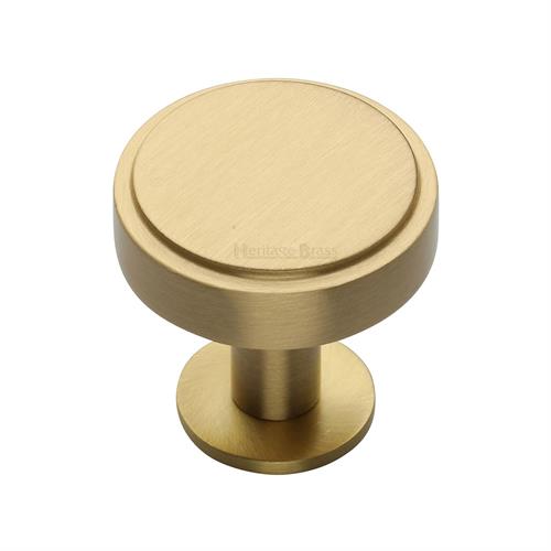 Stepped Disc Cabinet Knob with Rose
