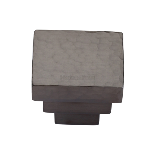 Square Stepped Cabinet Knob Hammered Design