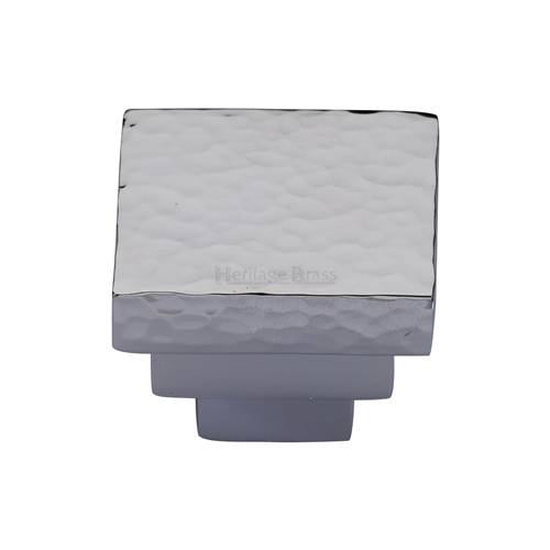 Square Stepped Cabinet Knob Hammered Design