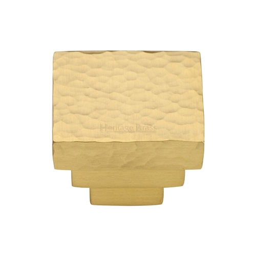 Square Stepped Cabinet Knob Hammered Design