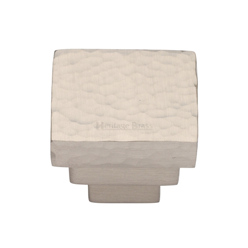 Square Stepped Cabinet Knob Hammered Design