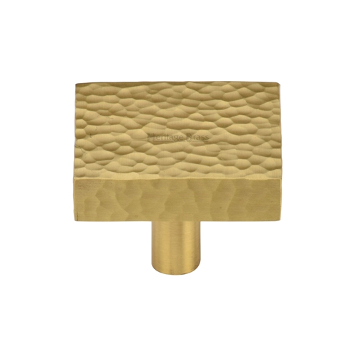 Heritage Brass Cabinet Knob Hammered Square Design