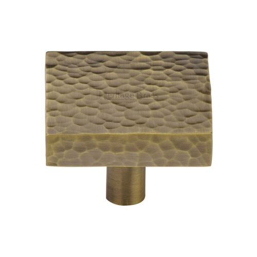 Heritage Brass Cabinet Knob Hammered Square Design