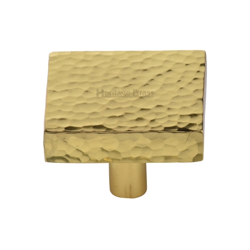 Heritage Brass Cabinet Knob Hammered Square Design