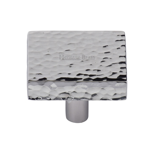 Heritage Brass Cabinet Knob Hammered Square Design