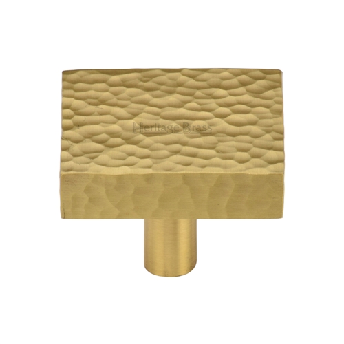 Heritage Brass Cabinet Knob Hammered Square Design
