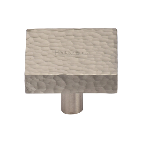Heritage Brass Cabinet Knob Hammered Square Design