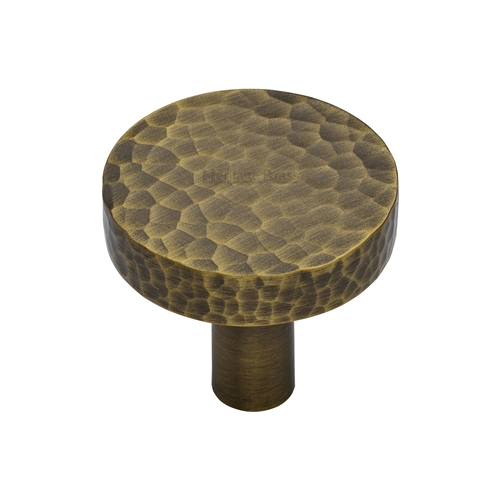 Heritage Brass Hammered Disc Cabinet Knob