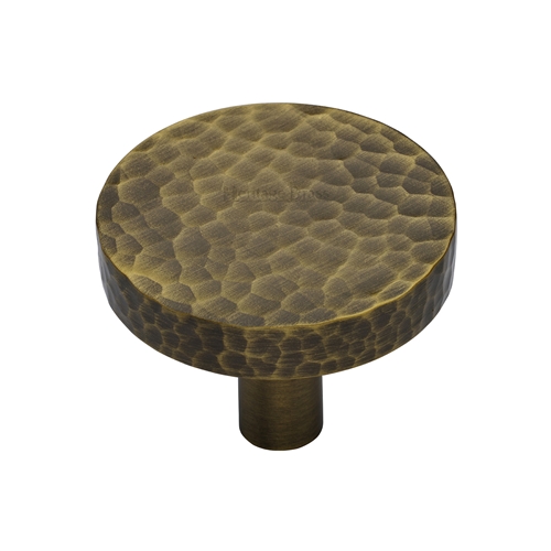 Heritage Brass Hammered Disc Cabinet Knob