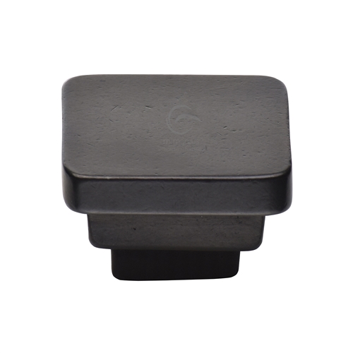 Rustic Bronze Cabinet Knob Square Stepped Design