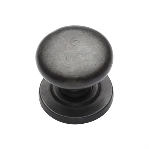 Rustic Bronze Round Cabinet Knob on Rose