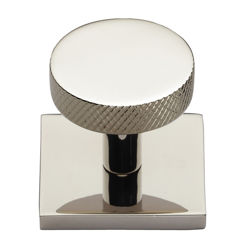 Knurled Disc Cabinet Knob with Square Backplate