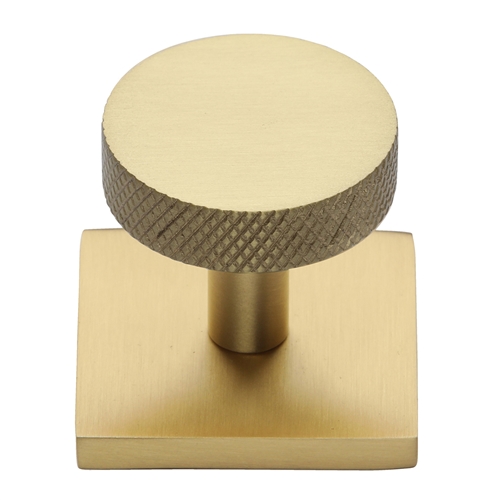 Knurled Disc Cabinet Knob with Square Backplate
