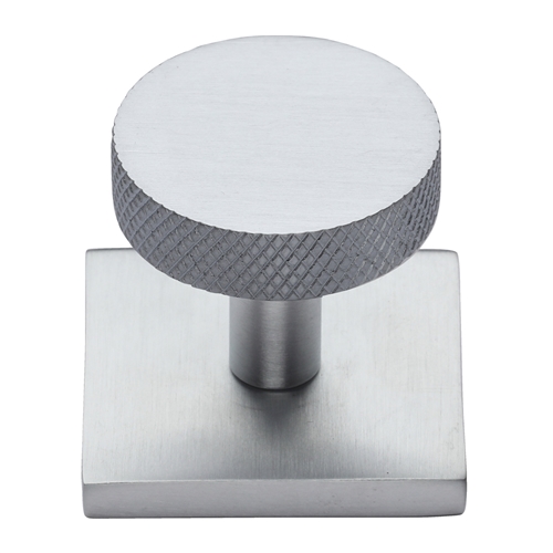 Knurled Disc Cabinet Knob with Square Backplate