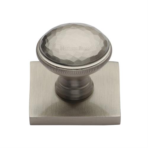 Diamond Cut Cabinet Knob with Square Backplate