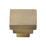 Square Stepped Cabinet Knob Hammered Design