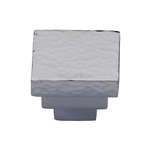 Square Stepped Cabinet Knob Hammered Design