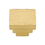 Square Stepped Cabinet Knob Hammered Design