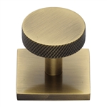 Knurled Disc Cabinet Knob with Square Backplate