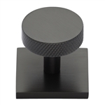Knurled Disc Cabinet Knob with Square Backplate