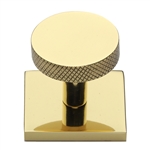 Knurled Disc Cabinet Knob with Square Backplate