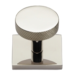 Knurled Disc Cabinet Knob with Square Backplate