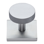 Knurled Disc Cabinet Knob with Square Backplate