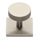 Knurled Disc Cabinet Knob with Square Backplate